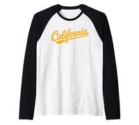 Vintage California Script Retro Swoosh Men's Women's Tween Camiseta Manga Raglan