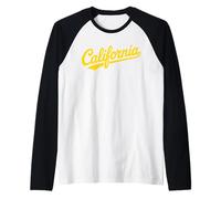 Vintage California Script Retro Swoosh Men's Women's Tween Camiseta Manga Raglan