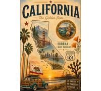 Vintage California Sunset Design: Lined 6x9 Journal For Travel, Road Trips And Daily Notes. Perfect Adventure Notebook Inspired By The Golden State For Teens & Adults.