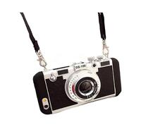 Vintage Camera Phone Case Modern 3D Vintage Style Camera Design Silicone Cover with Long Strap Rope Compatible for iPhone 6 6s
