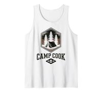 Vintage Camp Cook BBQ Chef Camping Anfitrión Escuadrón Director Smore Camiseta sin Mangas
