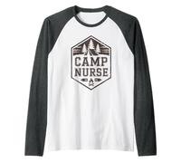 Vintage Camp Nurse Escuela de Enfermería Camping Host Squad Camiseta Manga Raglan