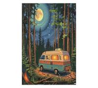 Vintage Camper Aparcado Puzzle 1000 Piezas Obra De Arte 3D Rompecabezas para Hombres Y Mujeres Desafío Intelectual Estera Portátil DIY Moderno 1000 PCS