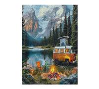 Vintage Camper Puzzle 300 Piezas Estera Portátil Antideslizante Rompecabezas Familiar para Hombres Y Mujeres Aliviar Estrés Decoración Hogar 300 PCS