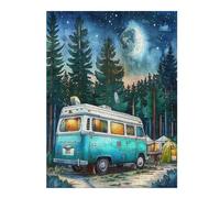 Vintage Camper Puzzle 500 Piezas Maquetas Construir 3D Detalladas Rompecabezas Educativo para Familia Aliviar Estrés Estera Portátil Moderno 500 PCS