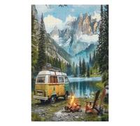 Vintage Camper Puzzles 1000 Piezas Estera Portátil Rompecabezas para Adultos Desafío Intelectual Aliviar Estrés Decoración Hogar 3D 1000 PCS