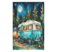 Vintage Camper Puzzles 1000 Piezas Impossible Desafío Rompecabezas para Adultos Aliviar Estrés Decoración Hogar DIY Moderno Portátil 1000 PCS