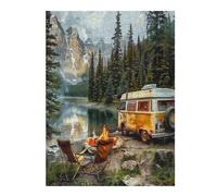 Vintage Camper Puzzles 500 Piezas Construir DIY 3D Sin Pegamento Rompecabezas para Adultos Maquetas Educativas Aliviar Estrés Estera Portátil 500 PCS