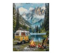 Vintage Camper Puzzles 500 Piezas Estera Portátil 3D Antideslizante Rompecabezas Familiar para Adultos Aliviar Estrés Decoración Hogar Moderno Creativo 500 PCS