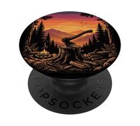Vintage Camper Van Montaña Atardecer Retro Aventura Arte PopSockets PopGrip Adhesivo