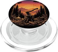 Vintage Camper Van Montaña Atardecer Retro Aventura Arte PopSockets PopGrip para MagSafe