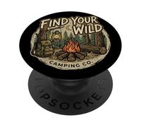 Vintage Camping Adventure Regalo al Aire Libre Encuentra tu Salvaje PopSockets PopGrip Adhesivo