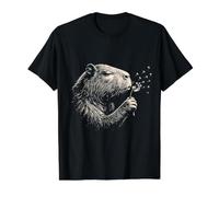 Vintage Capybara Amantes Al Aire Libre Aventura Naturaleza Hombres Mujeres Camiseta gráfica económica, Hombre, Negro, L