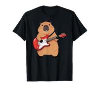 Vintage Capybara Rodents Punk Music Playing Guitar Camiseta