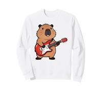 Vintage Capybara Rodents Punk Music Playing Guitar Sudadera