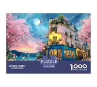 Vintage Car Parked on The Street 1000 Pcs Ökopapier Puzzle Castle in Colorful Night Lebendige Bilder Kreatives Spiel Puzzles Als Wohnaccessoires 52x38cm/1000pcs