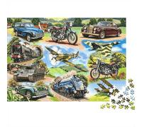 Vintage Cars 1000 Pieza Jigsaw Puzzle Recycled Paper Retro Motorcycle Adult Jigsaws Impossible Hard Difficult Challenging Alivia la Demencia Senil Fun 38x26cm/1000pcs
