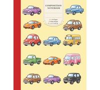 Vintage Cars & Classic Vehicles Cute Cartoon Cars Composition Notebook: 10 Pages Wide Ruled Journal | 7.5 x 9.25 in | Colorful Watercolor Retro ... for Boys, Students, and Car Enthusiasts