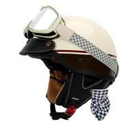 Vintage Cascos Motocicleta Cascos Half-Helmet con Gafas Protección Casco Abiertos De Moto For Hombres Y Mujeres ECEDOT Homologado Scooter Medio Casco De Moto Jet 22,M:57-58CM
