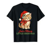 Vintage Cat Christmas Santa Hat Retro Kitten Art Cat Lover Camiseta