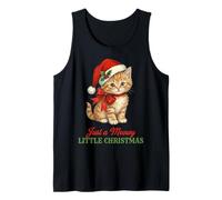 Vintage Cat Christmas Santa Hat Retro Kitten Art Cat Lover Camiseta sin Mangas