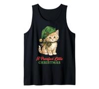 Vintage Cat Christmas Santa Hat Retro Kitten Art Cat Lover Camiseta sin Mangas