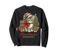 Vintage Cat Christmas Santa Hat Retro Kitten Art Cat Lover Sudadera