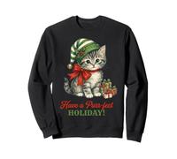 Vintage Cat Christmas Santa Hat Retro Kitten Art Cat Lover Sudadera