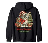 Vintage Cat Christmas Santa Hat Retro Kitten Art Cat Lover Sudadera con Capucha