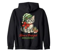 Vintage Cat Christmas Santa Hat Retro Kitten Art Cat Lover Sudadera con Capucha