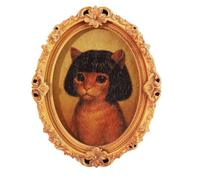 Vintage Cat Magnet, Wooden Fridge Decoration, 3.54x2.83x0.28 Inches Picture Frame Magnet with Retro Style, Home Decor Accent, Magnetic Display with Sturdy Build, Kitchen Ornament for Classroom