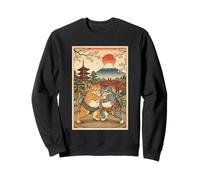 Vintage Cat Sumo Wrestling Arte japonés Ukiyo-e Gráfico Sudadera