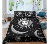 Vintage Celestial Art Funda de Edredón Microfibra 3 Piezas Impresión 3D Cierre de Vintage Celestial Arte Funda Edredon Fundas de Almohada Lavables Transpirable for niños Single（140x200cm）