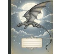 Vintage Celestial Dragon Composition Notebook: A Fantasy Aesthetic Journal with Flying Serpent and Full Moon | Magic Notebook for RPG Players, Writers, and Dragon Lovers