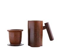 Vintage Ceramic Coffee Mug Tumbler Rust Glaze Tea Leak With Wood Handle Water Cup Home Office para Cafe(Color2)