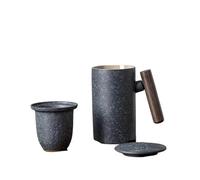 Vintage Ceramic Coffee Mug Tumbler Rust Glaze Tea Leak With Wood Handle Water Cup Home Office para Cafe(Color1)