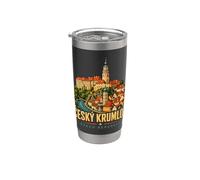 Vintage Cesky Krumlov República Checa Viaje Monumento Regalo Vaso térmico de acero inoxidable de doble pared