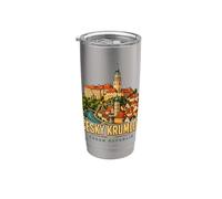 Vintage Cesky Krumlov República Checa Viaje Monumento Regalo Vaso térmico de acero inoxidable de doble pared