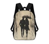 Vintage Charcoal Couple in Snowy Forest Mochilas Para Niños, Mochilas Escolares Personalizadas En 3D Para Niños Y Niñas, Mochilas Escolares Grandes, Mochilas Informales Para El Día A Día 17inch