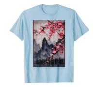 Vintage Cherry Blossom Woodblock tee Japanese Graphical Art T-Shirt