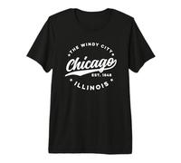 Vintage Chicago Windy City Illinois Texto Blanco Camiseta Premium