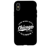 Vintage Chicago Windy City Illinois Texto Blanco Carcasa para iPhone X/XS