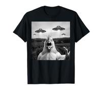 Vintage Chicken UFO Meme Funny Chicken Selfie con OVNI Camiseta