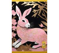 VINTAGE CHINESE ZODIAC SIGN Bunny Rabbit Hare Buck Doe-*JOURNAL NOTEBOOK DIARY SKETCH BOOK* Year of the Horoscope Animal Black Pink Gold Asian Art ... - Year of the Animal - Black Pink Gold)