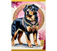 VINTAGE CHINESE ZODIAC SIGN Dog Bitch Canine *JOURNAL NOTEBOOK DIARY SKETCH BOOK* Year of the Horoscope Animal Black Pink Gold Asian Art Women Men ... - Year of the Animal - Black Pink Gold)