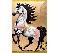 VINTAGE CHINESE ZODIAC SIGN Horse Stallion Mare *JOURNAL NOTEBOOK DIARY SKETCH BOOK* Year of the Horoscope Animal Black Pink Gold Tao Asian Art Women ... - Year of the Animal - Black Pink Gold)