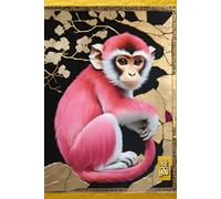 VINTAGE CHINESE ZODIAC SIGN Monkey *JOURNAL NOTEBOOK DIARY SKETCH BOOK* Year of the Horoscope Animal Asian Folklore Art Women Men Teen GIFT: Artist ... - Year of the Animal - Black Pink Gold)