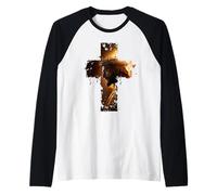 Vintage Christian Cross of Jesus Christ Faith Graphic Camiseta Manga Raglan
