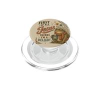 Vintage Christian Frog Humor Primero de Todo Cita de Jesús PopSockets PopGrip para MagSafe