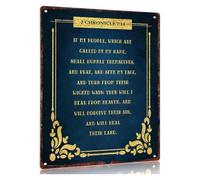 Vintage Christian Metal Sign Bible Passage Wall Hanging Plaque For Home Dining Room Kitchen 8 X 12 inch